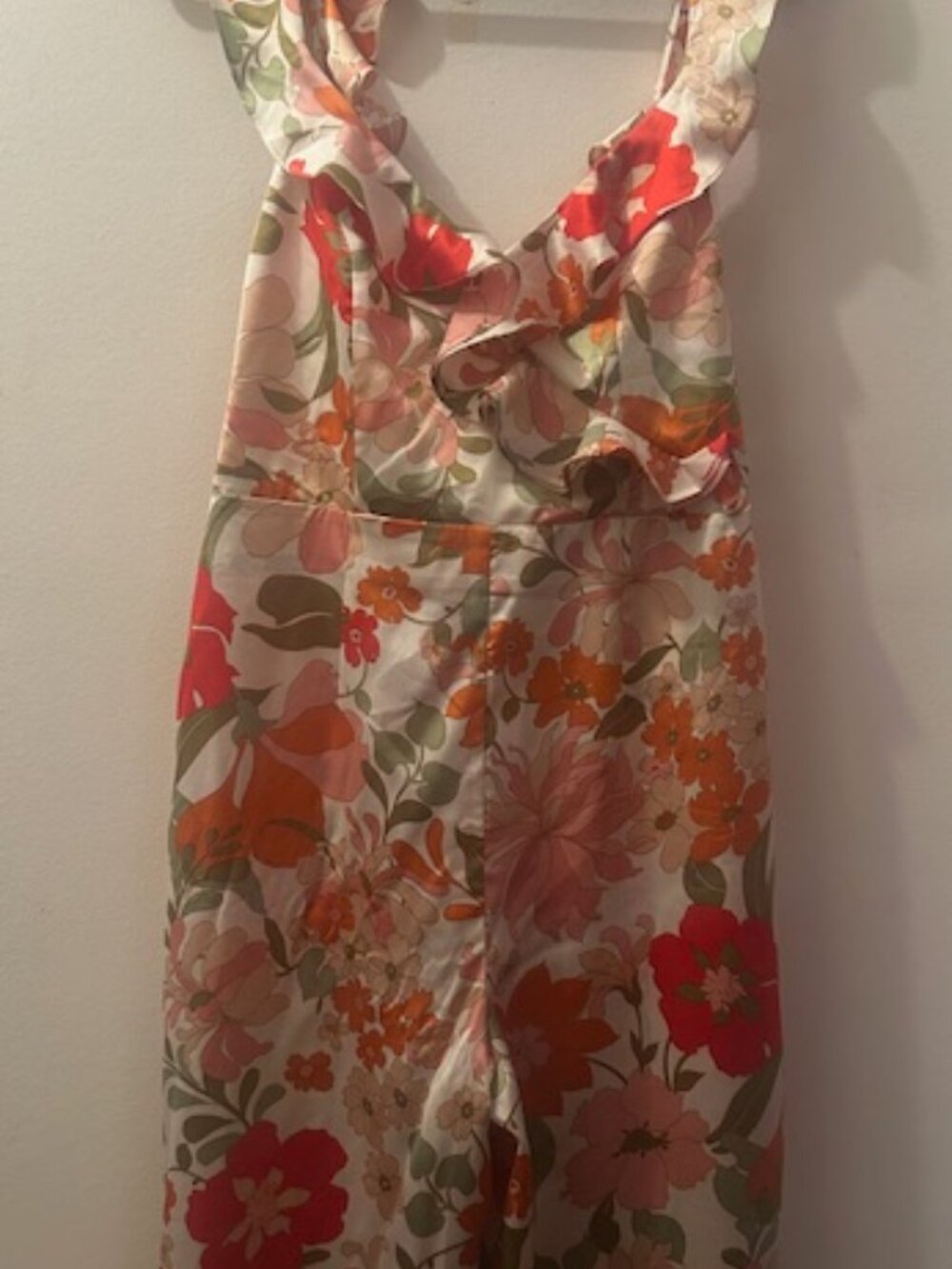 Anthropologie Elliatt Heliconia Bold Floral Flowing Ruffle Low Back Jumpsuit NWT - Picture 9 of 16